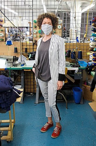 MIKE DEAL / WINNIPEG FREE PRESS
Andreanne Dandeneau in her workshop at 421 Mulvey. She is the Winnipeg designer behind the label Anne Mulaire, which is now making spring's hottest accessory: masks.
See Jen Zoratti column
200504 - Monday, May 04, 2020.