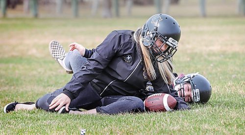 RUTH BONNEVILLE / WINNIPEG FREE PRESS
SPORTS - moms and sports
Jennifer (mom, blond), and her daughter Julianna Raposo, play women's tackle football together for the Winnipeg Wolfpack at the St. James Rods football field Photo of them at the field having some fun while getting some photos.
For story on moms in sports talking about how athletes have followed in their mom's footsteps when it comes to sports etc.
For Mother's Day sports feature.
See Taylor Allen story
May 5th, 2020