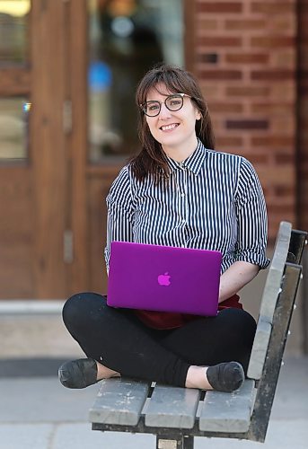 SHANNON VANRAES / WINNIPEG FREE PRESS
Hannah Foulger, photographed outside her Winnipeg apartment on May 6, 2020, hosts an online play reading series every Tuesday.