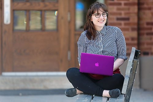 SHANNON VANRAES / WINNIPEG FREE PRESS
Hannah Foulger, photographed outside her Winnipeg apartment on May 6, 2020, hosts an online play reading series every Tuesday.