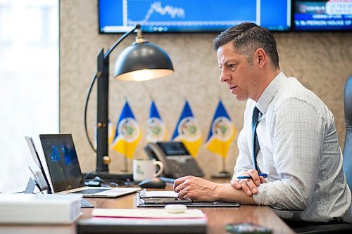 MIKAELA MACKENZIE / WINNIPEG FREE PRESS

Mayor Brian Bowman videoconferences in his office in Winnipeg on Wednesday, May 6, 2020. For Joyanne story.

Winnipeg Free Press 2020