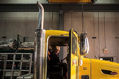 MIKAELA MACKENZIE / WINNIPEG FREE PRESS

Trucker Alain Blair starts up his truck before going out on the first job of the day at Trappers Transport in Winnipeg on Wednesday, May 6, 2020. For Dean story.

Winnipeg Free Press 2020