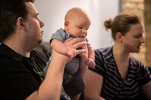 MIKAELA MACKENZIE / WINNIPEG FREE PRESS

Six-week-old Henry Sulkers hangs out on the couch with his parents, Chris Sulkers and Dawn McDonald, in their home in Winnipeg on Wednesday, May 6, 2020. For Leesa story.

Winnipeg Free Press 2020