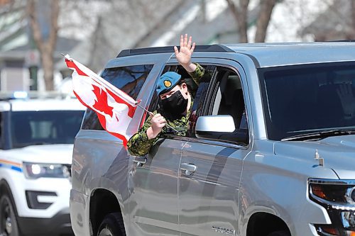 RUTH BONNEVILLE / WINNIPEG FREE PRESS

 LOCAL STDUP - Deer Lodge, VE Day Parade

Military Vehicle Drive-by to Commemorate the 75th Anniversary of VE Day

Lieutenant Emily Rowlandson with 17th wing, waves with a Canadian flag while riding in one of a line of military vehicles during the parade outside Deer Lodge to Commemorate the 75th Anniversary of VE Day Friday.

More Info: Military vehicles from units within 38 Brigade and 17 Wing Winnipeg will conduct a drive-by past the Deer Lodge Centre at 2109 Portage Avenue on Friday, May 8, in commemoration of the 75th anniversary of Victory in Europe (VE) Day.


May 8th,  2020
