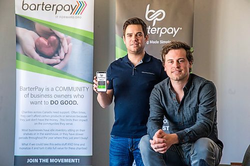 MIKAELA MACKENZIE / WINNIPEG FREE PRESS

Mike Rosenby (left) and Chad Rempel, partners in the Manitoba franchise of national barter network called BarterPay, pose for a portrait in Winnipeg on Friday, May 8, 2020. For Marty Cash story.

Winnipeg Free Press 2020