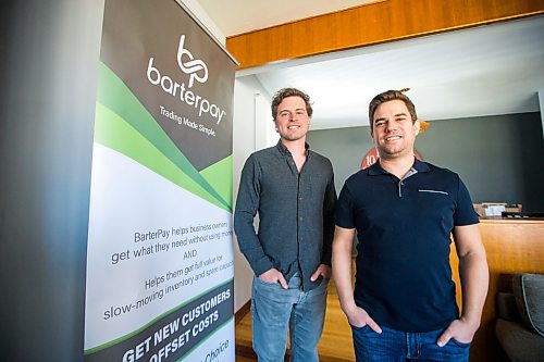 MIKAELA MACKENZIE / WINNIPEG FREE PRESS

Chad Rempel (left) and Mike Rosenby, partners in the Manitoba franchise of national barter network called BarterPay, pose for a portrait in Winnipeg on Friday, May 8, 2020. For Marty Cash story.

Winnipeg Free Press 2020