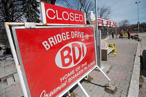 JOHN WOODS / WINNIPEG FREE PRESS
The Bridge Drive-In closes down after being open for two days in Winnipeg Sunday, May 10, 2020. The ice cream store felt it was better to close after social media pressure and to rethink its COVID-19 distancing procedures.

Reporter: Rollason