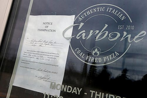 JOHN WOODS / WINNIPEG FREE PRESS
Carbone Coal Fires Pizza business has been shutdown Thursday, May 14, 2020. Their doors have been closed due to a rent dispute with the landlord. 

Reporter: ?