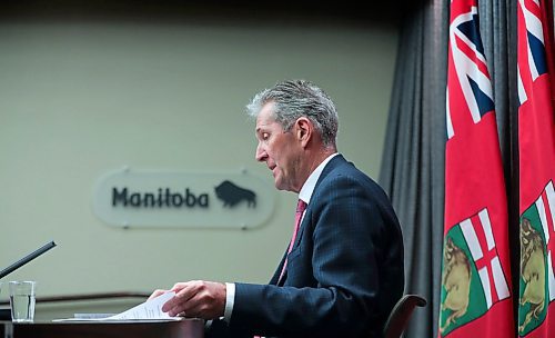 RUTH BONNEVILLE / WINNIPEG FREE PRESS

LOCAL - Pallister

Premier Brian Pallister speaks about COVID-19 measures at his daily press briefing in Room 68 at the Legislative Building on Wednesday.  

 May 20, 2020