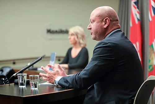 RUTH BONNEVILLE / WINNIPEG FREE PRESS

Local - COVID update 

Dr. Brent Roussin, Manitoba chief public health officer and Lanette Siragusa, chief nursing officer for Shared Health, speak during a COVID-19 update at the Legislative Building on Monday.  

May 25, 2020