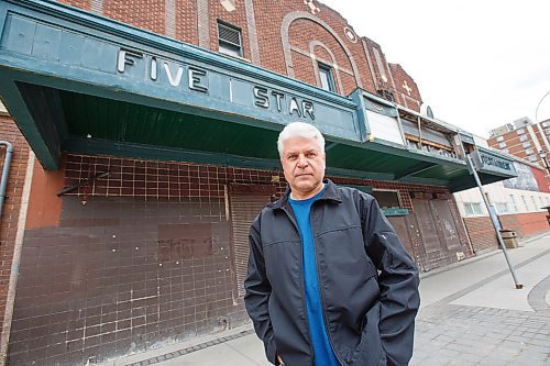 MIKE DEAL / WINNIPEG FREE PRESS
Jerry Olenko on Selkirk Avenue in front of the old Five Star Entertainment Theatre, Tuesday morning.
See David Sanderson story
200526 - Tuesday, May 26, 2020.