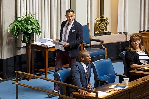 MIKE DEAL / WINNIPEG FREE PRESS
NDP Leader Wab Kinew heads to his seat as a limited number of MLA's were in the legislative chamber Wednesday as part of the measures to deal with the coronavirus continue. 
200527 - Wednesday, May 27, 2020.