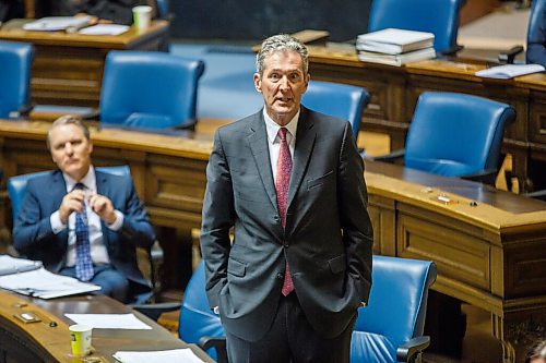 MIKE DEAL / WINNIPEG FREE PRESS
Premier Brian Pallister addresses the speaker during question period as a limited number of MLA's were in the legislative chamber Wednesday as part of the measures to deal with the coronavirus continue. 
200527 - Wednesday, May 27, 2020.