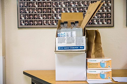 MIKAELA MACKENZIE / WINNIPEG FREE PRESS

PPE (sanitizer and masks) that just came in ahead of the partial opening at Kelvin High School in Winnipeg on Friday, May 29, 2020. Standup.
Winnipeg Free Press 2020.