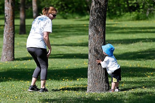 JOHN WOODS / WINNIPEG FREE PRESS
Nicole Lewis and nephew Ethan play peek-a-boo at the Walk to Make Cystic Fibrosis History event at St Vital Park Sunday, May 31, 2020. The annual event usually attracts 300 people, but with COVID-19 distancing protocol in place a virtual walk was encouraged.

Reporter: Standup