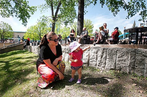 JOHN WOODS / WINNIPEG FREE PRESS
Kristina Bayle and Kayden, 1, and other Winnipeggers were out enjoying the weather at the Forks Sunday, May 31, 2020. People seemed to be observing the COVID-19 distancing guidelines.

Reporter: Bell