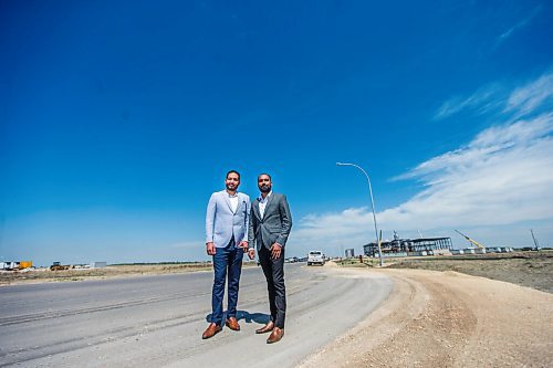 MIKAELA MACKENZIE / WINNIPEG FREE PRESS

Satpal Sidhu, president (left), and Amrit Jhand, CEO, pose for a portrait by construction at the development site in Winnipeg on Monday, June 1, 2020. For Marty Cash story.
Winnipeg Free Press 2020.