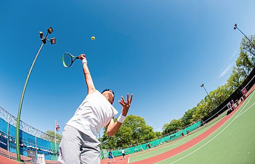 Mike Sudoma / Winnipeg Free Press
13 year old Tennis player, Noah Pe, a competitor on the Junior  National circuit, is happy to be back at the courts as he practices his swings at Sargeant Tennis Courts Monday afternoon.
June 1, 2020