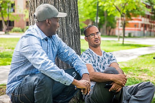 MIKAELA MACKENZIE / WINNIPEG FREE PRESS

Nuun Ahmed (left) and Said Harir Omar talk about race, skin colour, and discrimination at Central Park in Winnipeg on Tuesday, June 2, 2020. For Malak Abas story.
Winnipeg Free Press 2020.