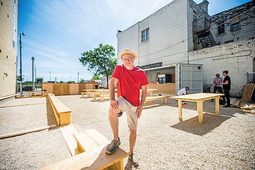 MIKAELA MACKENZIE / WINNIPEG FREE PRESS

John Scoles poses for a portrait in the new live music venue and pop-up beer tent area in Winnipeg on Wednesday, June 3, 2020. For Al Small story.
Winnipeg Free Press 2020.