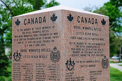 Daniel Crump / Winnipeg Free Press. The Royal Winnipeg Rifles cenotaph at Vimy Ridge Memorial Park. June 6, 2020.