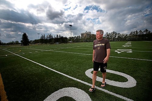 JOHN WOODS / WINNIPEG FREE PRESS
University of Manitoba Bison football coach Brian Dobie is photographed on their practice field Monday, June 8, 2020. University sports season has been cancelled due to COVID-19.