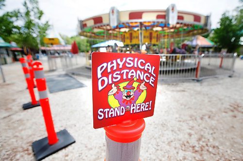 JOHN WOODS / WINNIPEG FREE PRESS
Randy Saluk, owner of Tinkertown, has set up distancing signs at his amusement park  in Winnipeg Thursday, June 11, 2020. Permanent amusement parks will be allowed to open in phase 3 of COVID-19 reopening which is scheduled for June 21.