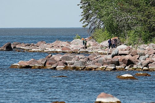 JOHN WOODS / WINNIPEG FREE PRESS
Members of the Kurdish community search the shoreline for a leading member of the community at Belair boat launch Sunday, June 14, 2020. One person died and another is missing after their boat capsized yesterday on Lake Winnipeg.
