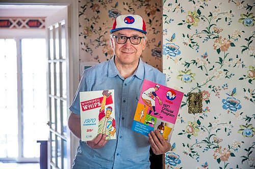 MIKAELA MACKENZIE / WINNIPEG FREE PRESS

Jeff Solylo, Winnipeg Whips fan, poses for a portrait with some of the team paraphernalia that he's kept from when he was a kid in Winnipeg on Tuesday, June 16, 2020. For Jason Bell story.
Winnipeg Free Press 2020.