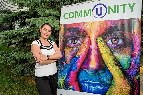 JESSE BOILY  / WINNIPEG FREE PRESS
Taya Rtichsheva, one of the founder of U-Multicultural poses for a portrait outside their studio on Tuesday. Rtichsheva recently received an award from Volunteer Manitoba for her work in helping ethnic communities create their own television programming. Tuesday, June 16, 2020.
Reporter: Aaron Epp