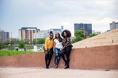 MIKAELA MACKENZIE / WINNIPEG FREE PRESS

Ima Ekanem (left), Odette Bahati, and Francine Bahati pose for a portrait at The Forks in Winnipeg on Wednesday, June 17, 2020. The three local women are behind a new initiative to connect Manitobans to Black-owned businesses. For Ben Waldman story.
Winnipeg Free Press 2020.