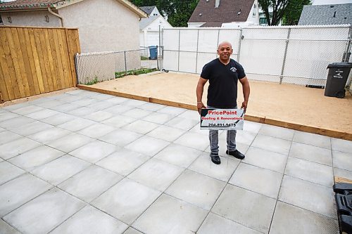 MIKE DEAL / WINNIPEG FREE PRESS
Tony Phee, owner of PricePoint Roofing and Renovations, in a backyard that he recently finished.
Landscaping and repair companies have seen an increase in business during the COVID-19 pandemic because people aren't travelling and spending that money on their yards/homes.
See Kellen Taniguchi story
200618 - Thursday, June 18, 2020.