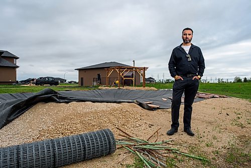 JESSE BOILY  / WINNIPEG FREE PRESS
Ricky Brar, who recently built his home in West St. Paul and has found it difficult to find landscapers, poses in front of the working progress in his backyard on Thursday. Thursday, June 18, 2020.
Reporter: Kellen Taniguchi