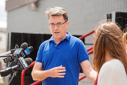 Mike Sudoma / Winnipeg Free Press
City Councillor, Brian Mayes, speaks to media about the newly developed Meadowood Victory Gardens Saturday afternoon
June 20, 2020