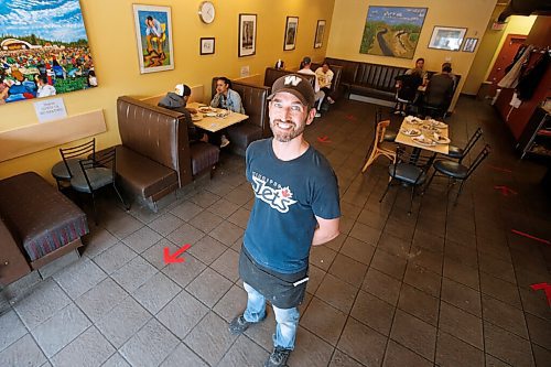 JOHN WOODS / WINNIPEG FREE PRESS
Jarrett Bargen, manager of the Falafel Place, is photographed in the restaurant Sunday, June 21, 2020. Manitoba opened COVID-19 phase 3 protocols today. 

Reporter: Rutgers