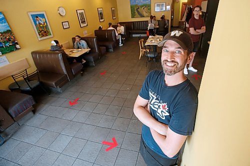 JOHN WOODS / WINNIPEG FREE PRESS
Jarrett Bargen, manager of the Falafel Place, is photographed in the restaurant Sunday, June 21, 2020. Manitoba opened COVID-19 phase 3 protocols today. 

Reporter: Rutgers