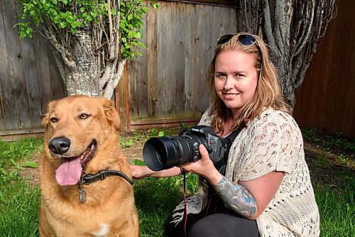 JESSE BOILY  / WINNIPEG FREE PRESS
Yvonne Kipling, with her rescue dog Jimbo, pose for a photo outside her home on Monday. Kipling is donating 50 per cent of her earnings from photography to the Winnipeg Pet Rescue Shelter. Monday, June 22, 2020.
Reporter: Doug Speirs