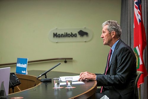 MIKAELA MACKENZIE / WINNIPEG FREE PRESS

Premier Brian Pallister speaks to the media in a live-streamed media conference at the Manitoba Legislative Building in Winnipeg on Tuesday, June 23, 2020. For Larry Kusch story.
Winnipeg Free Press 2020.