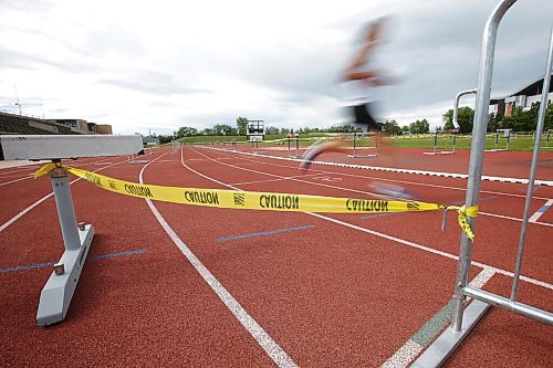 JOHN WOODS / WINNIPEG FREE PRESS
Mike Wood of the University of Manitoba (U of M) Bison athletics team, who races in middle distance races, trains at the COVID-19 modified zone training track at the U of M in Winnipeg Tuesday, June 23, 2020. 

Reporter: Allen
