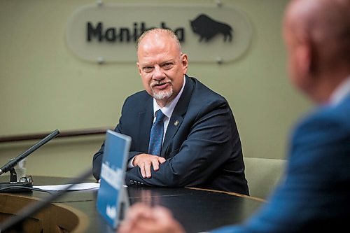 MIKAELA MACKENZIE / WINNIPEG FREE PRESS

Education minister Kelvin Goertzen (left) and chief provincial public health officer Brent Roussin speak to the media at the Manitoba Legislative Building in Winnipeg on Thursday, June 25, 2020. For Maggie story. 
Winnipeg Free Press 2020.