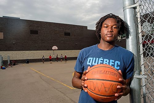 JESSE BOILY  / WINNIPEG FREE PRESS
Dami Farinloye, 18, is a top ranked high school boys basketball player but is uncertain where to go in the future due to the pandemic, poses for a portrait on Thursday. Thursday, June 25, 2020.
Reporter: Taylor Allen