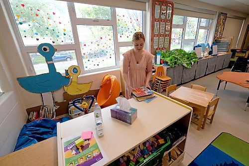 SHANNON VANRAES / WINNIPEG FREE PRESS
Kindergarten teacher, Kristy Frohwerk, prepares her classroom at Lord Nelson School for the eventual return of students on June 25, 2020.