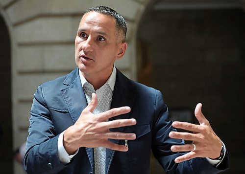 RUTH BONNEVILLE / WINNIPEG FREE PRESS
 
Local - Leg presser, Justice Minister Cliff Cullen


Photo of Kevin Chief, Chair of the Advisory Committee, responding to questions from a reporter at presser.

Justice Minister Cliff Cullen holds a news conference announcing major funding into downtown Winnipeg safety investments on the Grand Staircase of the Legislative Building on Friday.

Politicians, city officials and company leaders were present for the announcement including: Wpg. Mayor - Brian Bowman, Downtown Biz CEO - Kate Fenske, Mark Chipman, Kevin Chief, Greg Burnett and many others.

See Larry Kusch story. 



.June 26,  2020