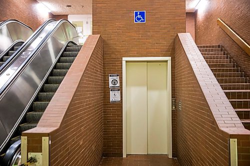 MIKAELA MACKENZIE / WINNIPEG FREE PRESS

Elevators in the Portage and Main concourse, with new COVID-19 measures in place, in Winnipeg on Monday, June 29, 2020. For Gabrielle Piche story.
Winnipeg Free Press 2020.