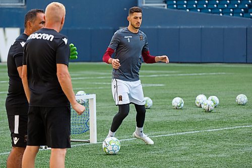 MIKE DEAL / WINNIPEG FREE PRESS
Valour FC goalie, James Pantemis (1), during practice at IG Field Thursday morning.
200702 - Thursday, July 02, 2020.