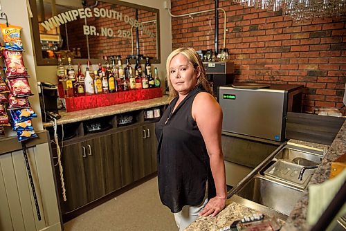 JESSE BOILY  / WINNIPEG FREE PRESS
Naomi Vermette, the manager at the Winnipeg South Osbourne Legion, stops for a photo at her bar on Friday. Many legions are struggling to survive due to the pandemic.  Friday, July 3, 2020.
Reporter: Temur Durrani