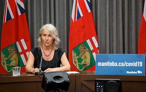 MIKE DEAL / WINNIPEG FREE PRESS
Dr. Brent Roussin, chief provincial public health officer, and Lanette Siragusa, provincial lead, health system integration, quality and chief nursing officer for Shared Health, speak during the provinces latest COVID-19 update Monday afternoon in the Manitoba Legislative building. 
200706 - Monday, July 06, 2020.