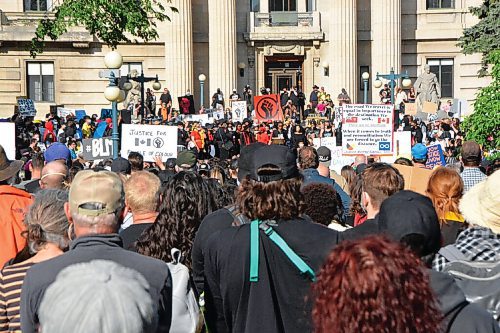Canstar Community News The Justice 4 Black Lives rally at the Manitoba Legislature on June 5 drew an estimated 15,000 people.