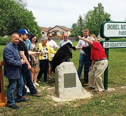 Canstar Community News Isobel Melville was joined by her family for the grand opening of Isobel Melville Park on June 25. She was honoured for her contributions to the Transcona Museum.