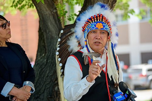 JESSE BOILY  / WINNIPEG FREE PRESS
Chief Dennis Meeches speaks with media at the AMC press conference on Monday, saying the province has overstepped on the imposed smoking ban in VLT areas on First Nations in Manitoba. Monday, July 6, 2020.
Reporter: Carol